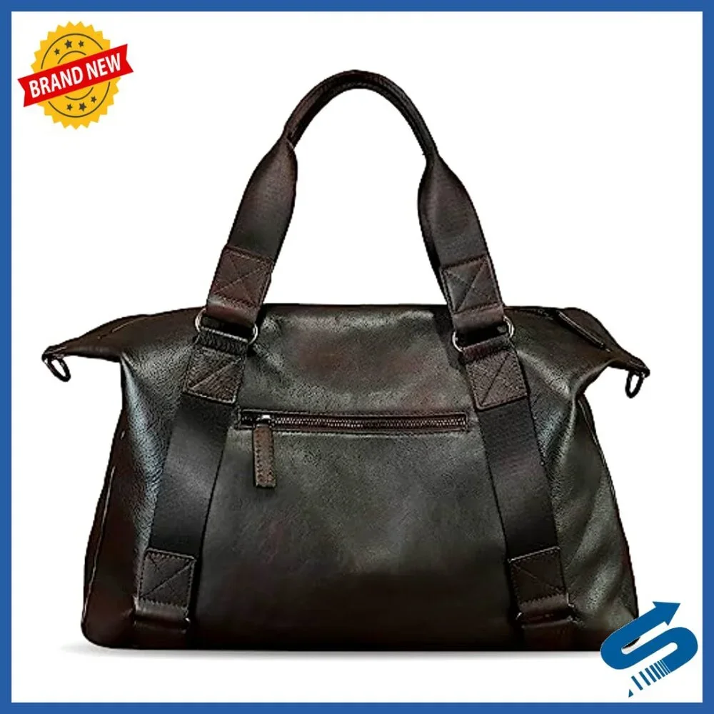 Genuine Leather Messenger Bag for Business Travel with Adjustable Strap